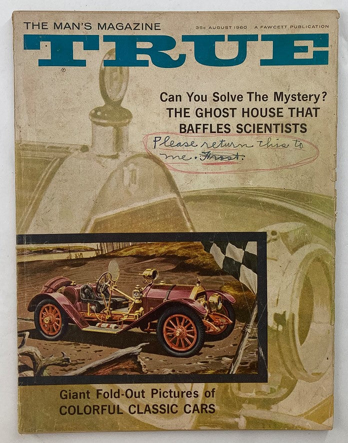 VTG True Magazine August 1960 Vol 41 No. 279 Famous Automobile Portrait No Label