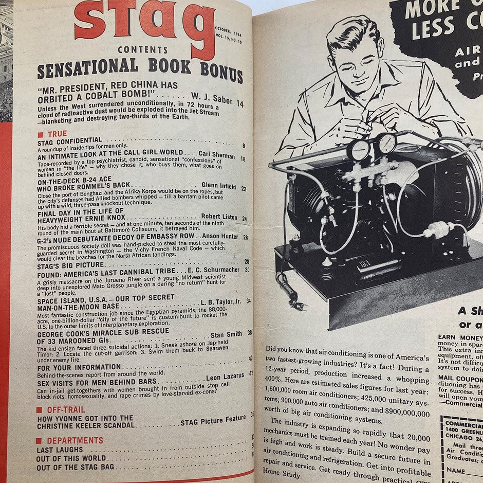 VTG Stag Magazine October 1964 Vol 15 No. 10 George Cook Miracle Sub No Label