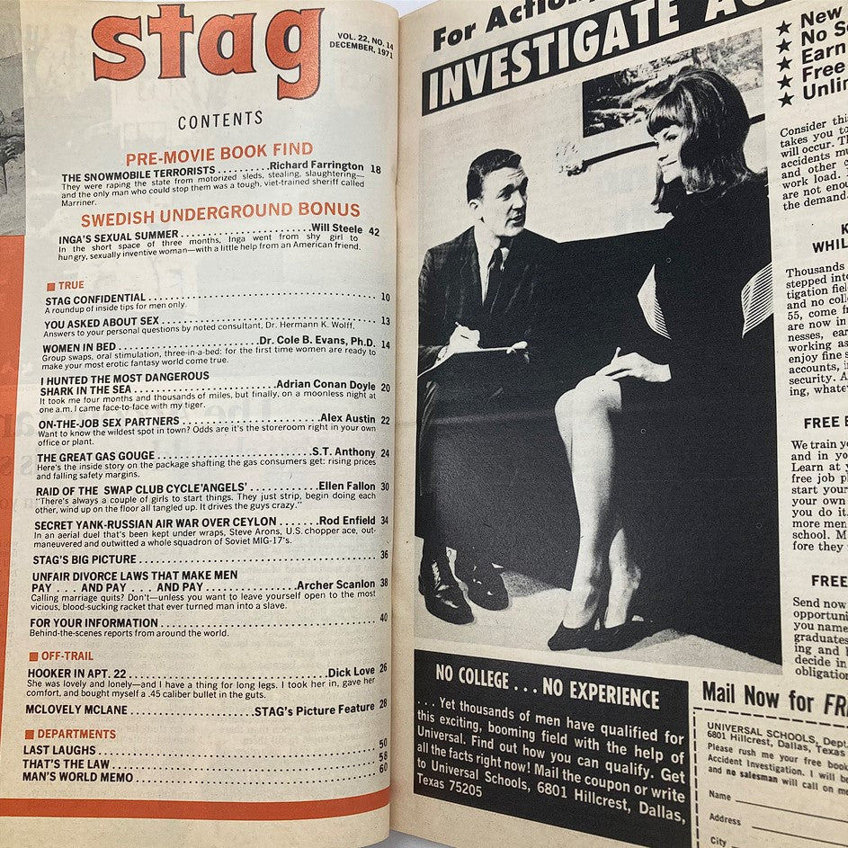 VTG Stag Magazine December 1971 Vol 22 No. 14 Swap Club Cycle Angels No Label