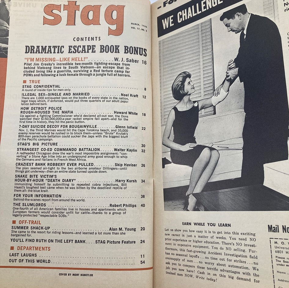 VTG Stag Magazine March 1966 Vol 17 No. 3 Craziest Bank Robbery Ever No Label