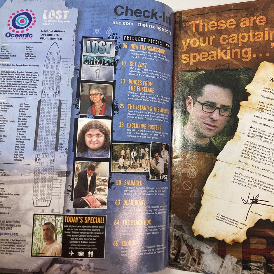 Interior page of Lost The Official Magazine October 2005, showcasing articles, features, and visual elements related to the TV series Lost.