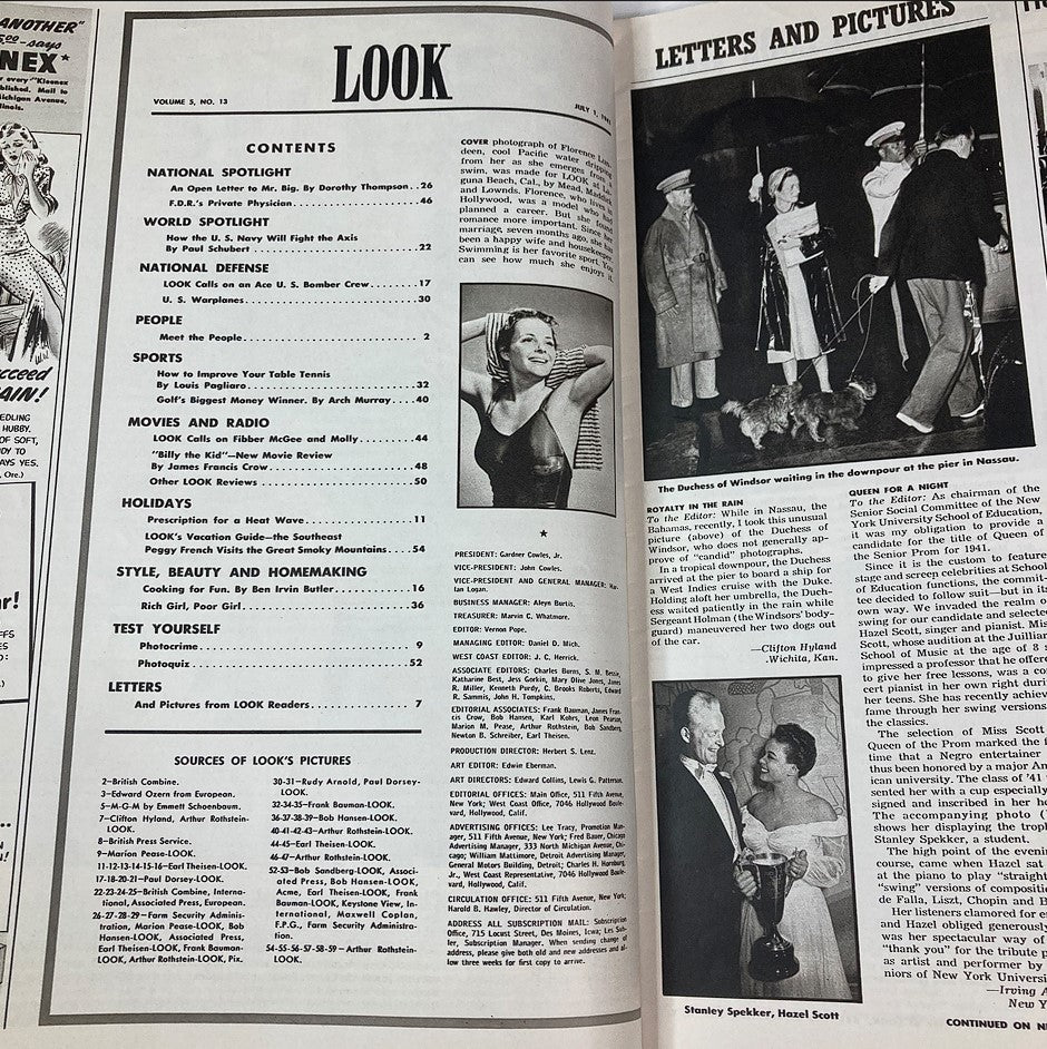 VTG Look Magazine July 1 1941 Vol 5 #13 Dorothy Thompson Writes An Open Letter