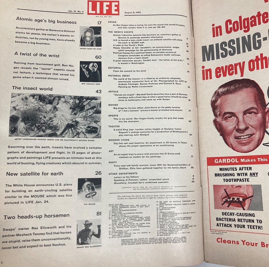 RES* VTG Life Magazine August 8 1955 Ben Hogan A Twist of The Wrist