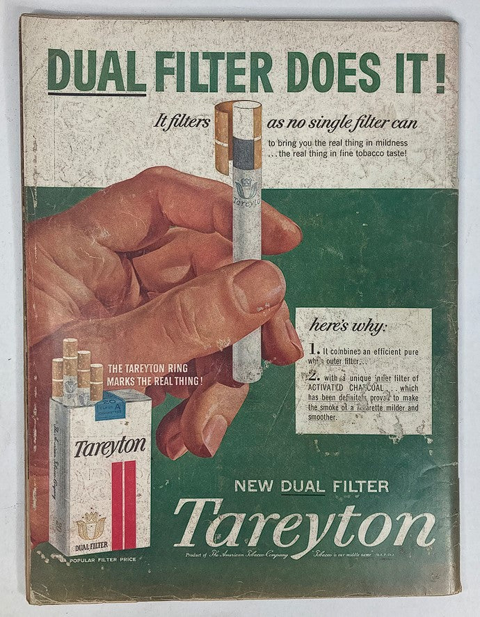 Vintage advertisement from VTG Life Magazine September 21, 1959 for Tareyton cigarettes, promoting its dual filter feature with a classic design.