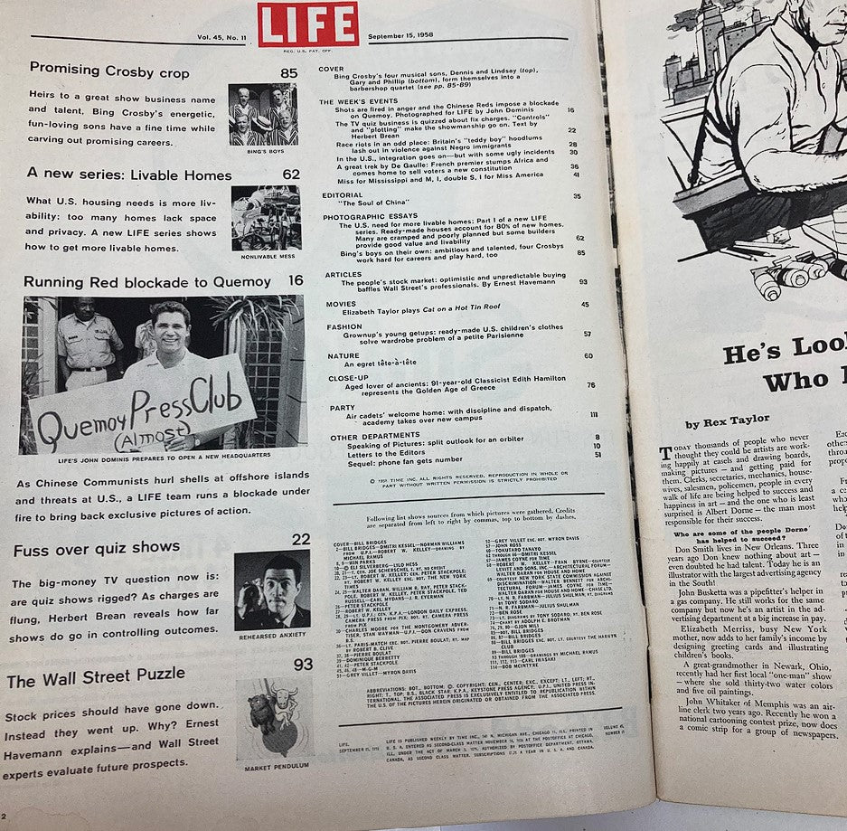 VTG Life Magazine September 15 1958 Vol 45 #11 The Promising Bing Crosby Sons