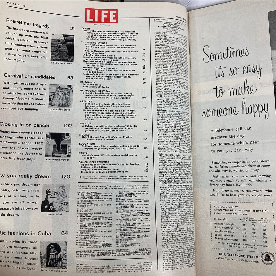 RES* VTG Life Magazine May 5 1958 Fresh Hope on Cancer No Label