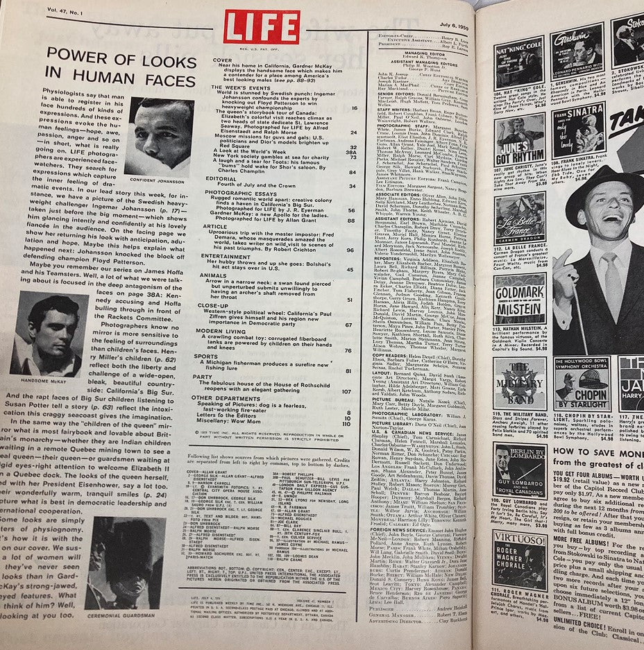 RES* VTG Life Magazine July 6 1959 Gardner McKay & Cali's Paul Ziffren