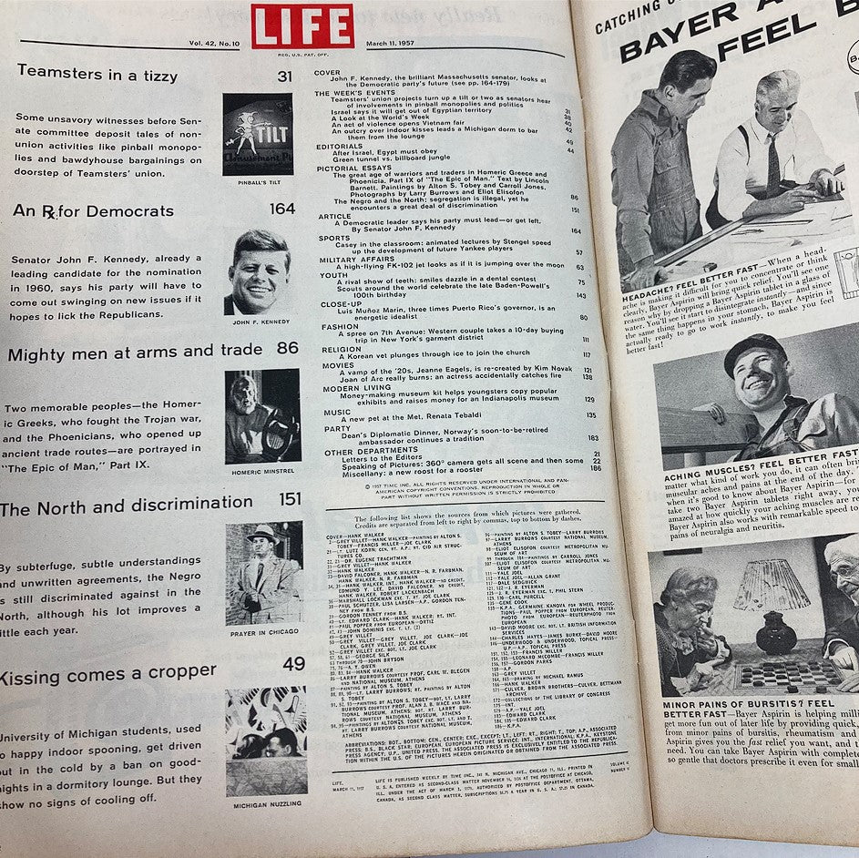 VTG Life Magazine March 11 1957 Vol 42 #10 Author John F. Kennedy