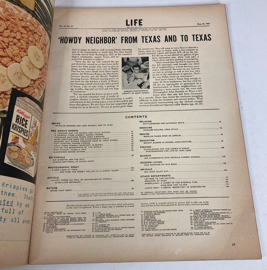 VTG Life Magazine May 25 1953 Vol 34 #21 Marilyn Monroe and Jane Russell Movie