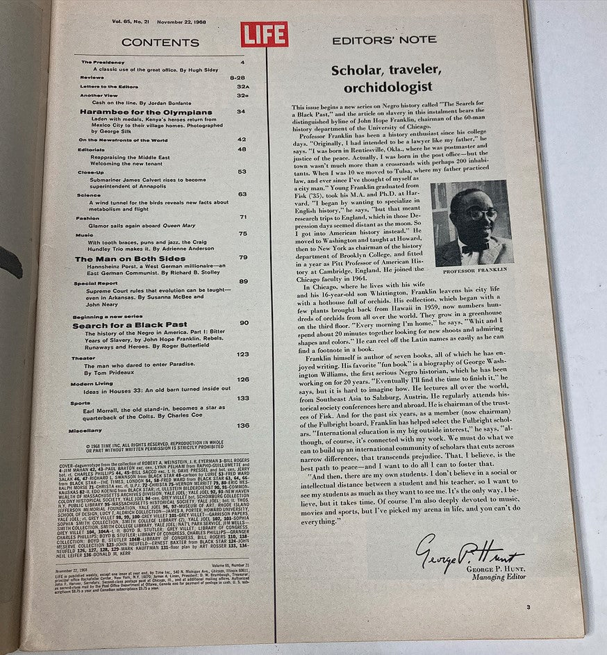 RES* VTG Life Magazine November 22 1968 Frederick Douglass Black Past