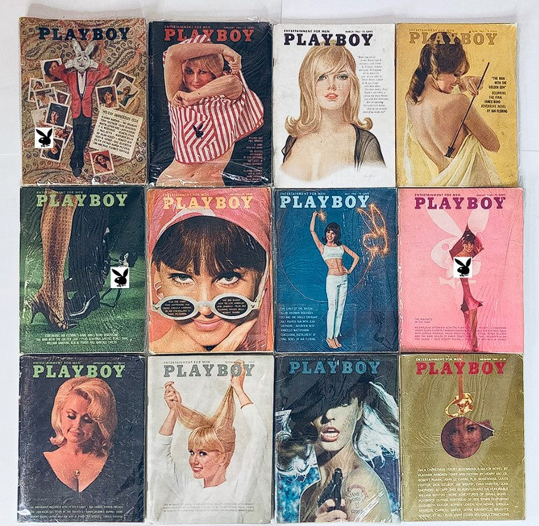 VTG Playboy Magazine Lot of 12 Full 1965 Year Issue w Centerfold Newsstand