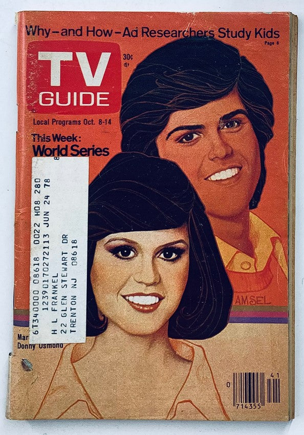 TV Guide Magazine October 8 1977 Marie & Donny Osmond New Jersey-PA Ed.