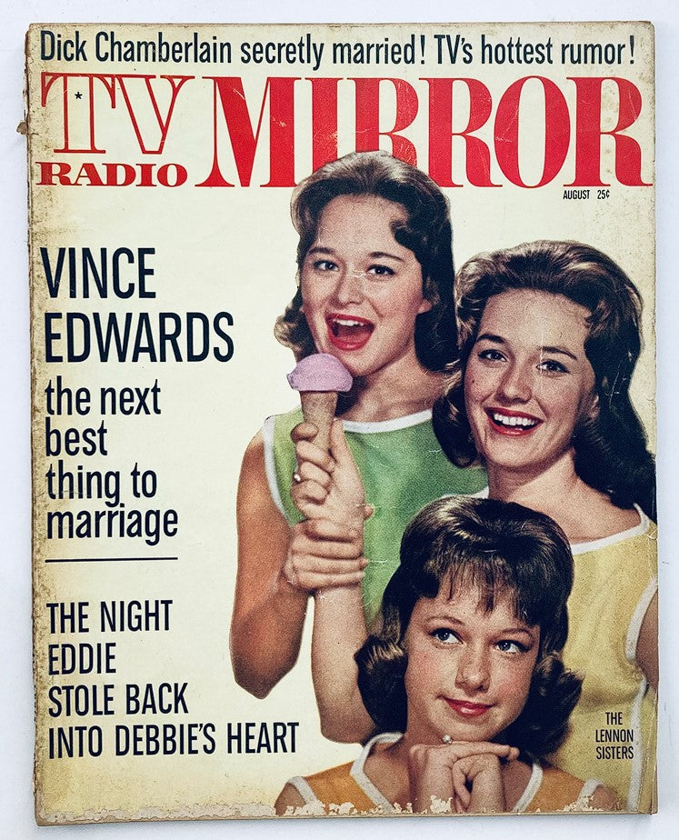 VTG TV Radio Mirror Magazine August 1962 The Lennon Sisters Cover No Label