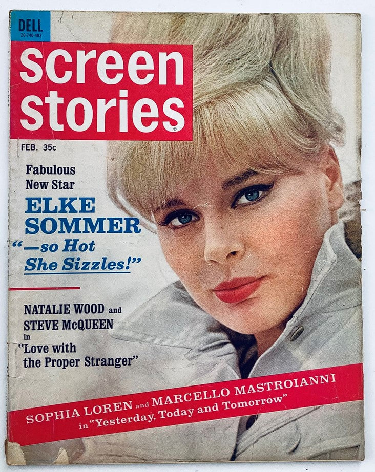 VTG Screen Stories Magazine February 1964 Elke Sommer, Sophia Loren No Label