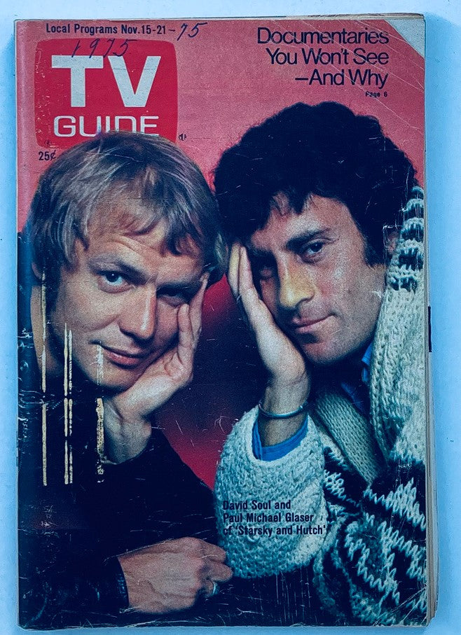 TV Guide Magazine November 15 1975 David Soul, Paul Glaser WA-Baltimore Ed.