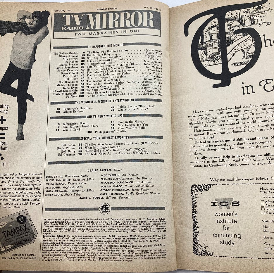 VTG TV Radio Mirror Magazine February 1965 Dianne Lennon No Label