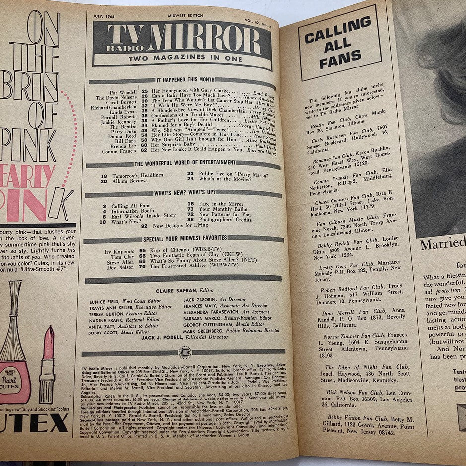 VTG TV Radio Mirror Magazine July 1964 Patty Duke Adopted Twice No Label