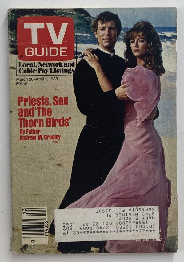 TV Guide Magazine March 23, 1983 featuring Richard Chamberlain on the cover, showcasing a piece of television history with themes from the era.
