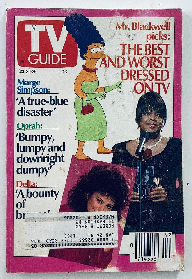 TV Guide Magazine October 20 1990 Delta Burke, Oprah Winfrey Providence Ed.