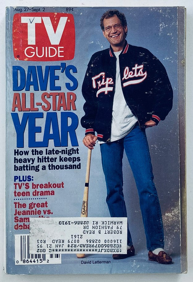 TV Guide Magazine August 27 1994 David Letterman Providence Edition