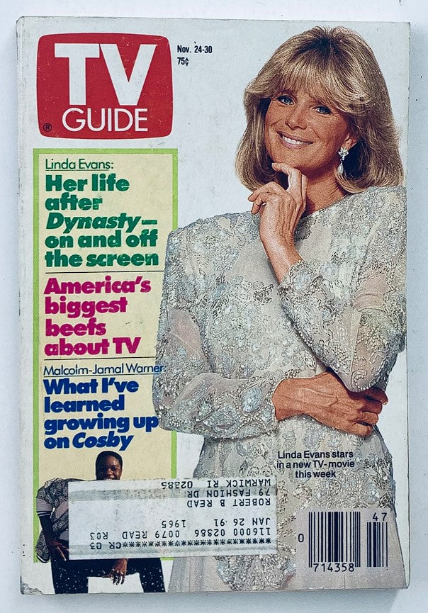 TV Guide Magazine November 24 1990 Linda Evans, Malcolm Warner Providence Ed.