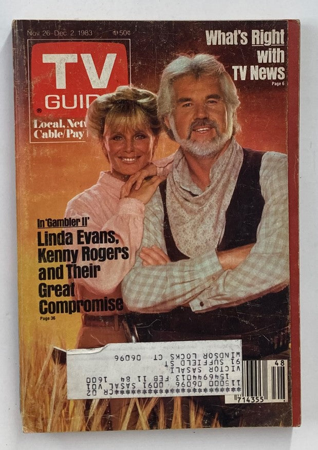 TV Guide Magazine November 26 1983 Kenny Rogers Hartford-New Haven Ed.