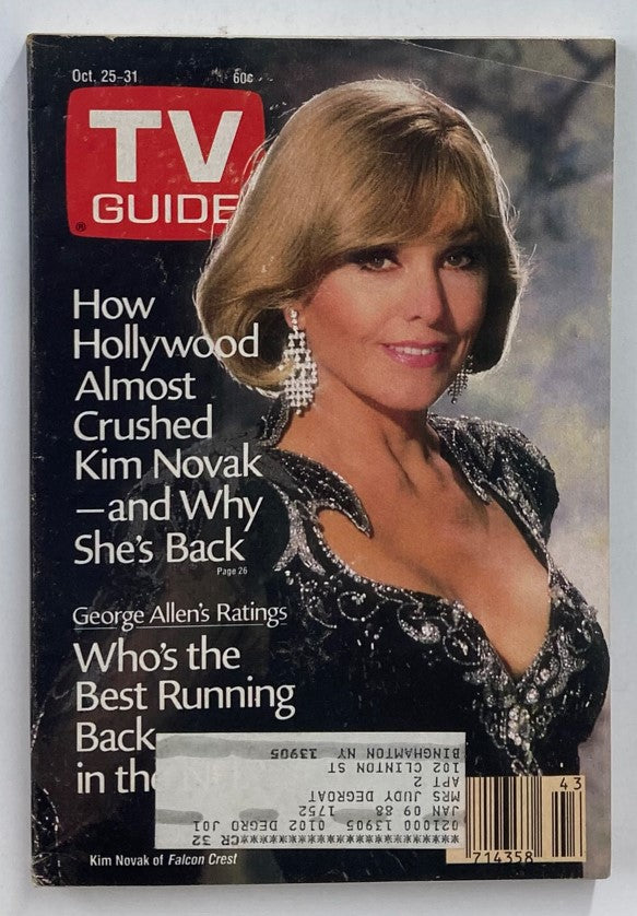 TV Guide Magazine October 25 1986 Kim Novak of Falcon Crest PA-NY State Ed.