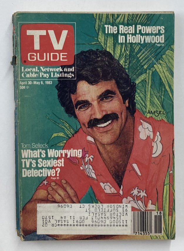 TV Guide Magazine April 30 1983 Tom Selleck Hartford-New Haven Ed.