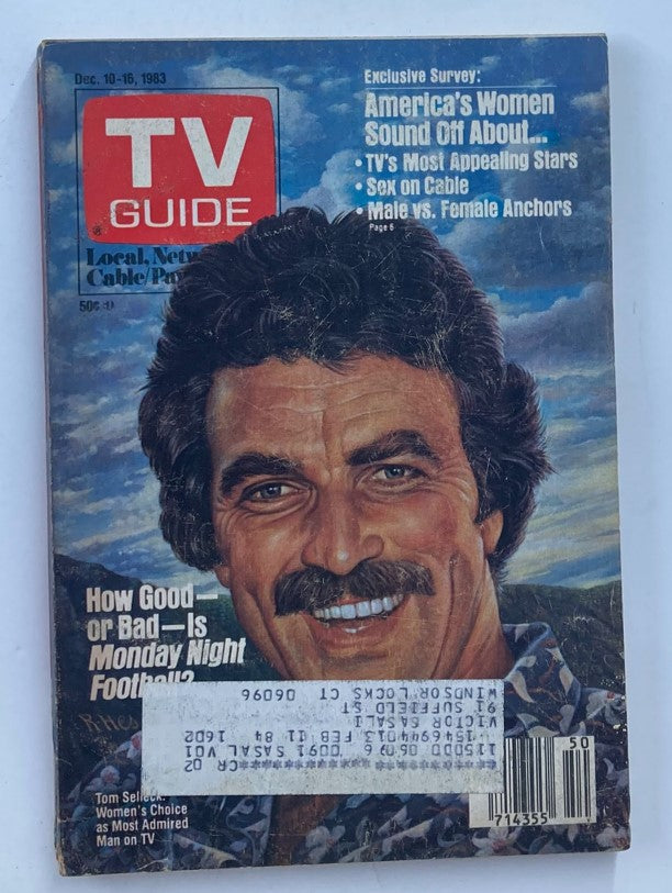 TV Guide Magazine December 10 1983 Tom Selleck Hartford-New Haven Ed.