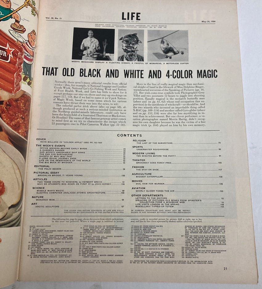 VTG Life Magazine May 24 1954 Vol 36 No. 21 Kaye Ballard and Missile Man's Magic