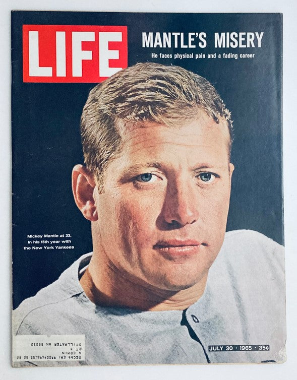 RES* VTG Life Magazine July 30 1965 Mickey Mantle's Misery Fading Career