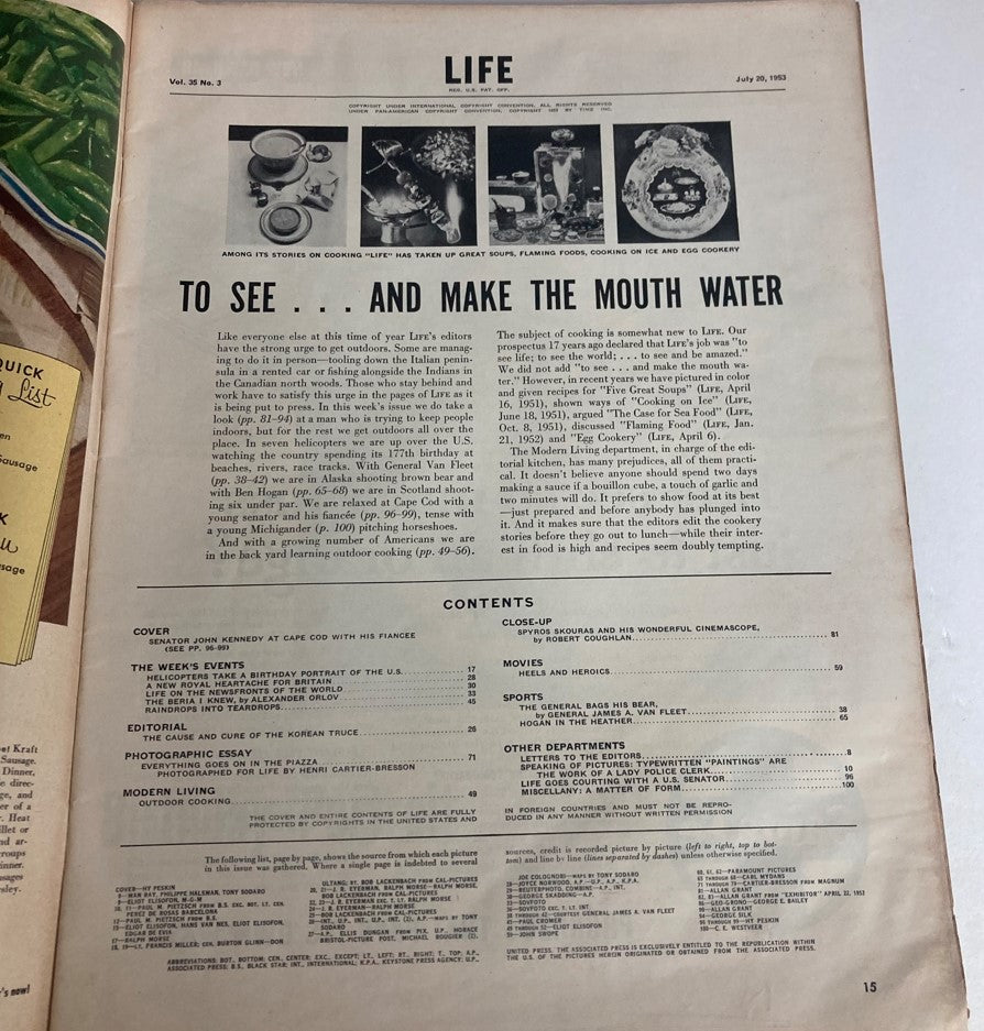 VTG Life Magazine July 20 1953 John F Kennedy & Jackie at Cape Cod