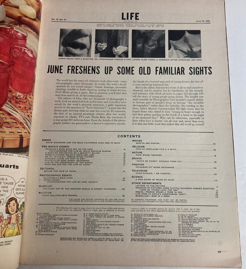 RES* Life Magazine June 14 1954 Vol 36 No. 24 Katie Richmond & The Face of China