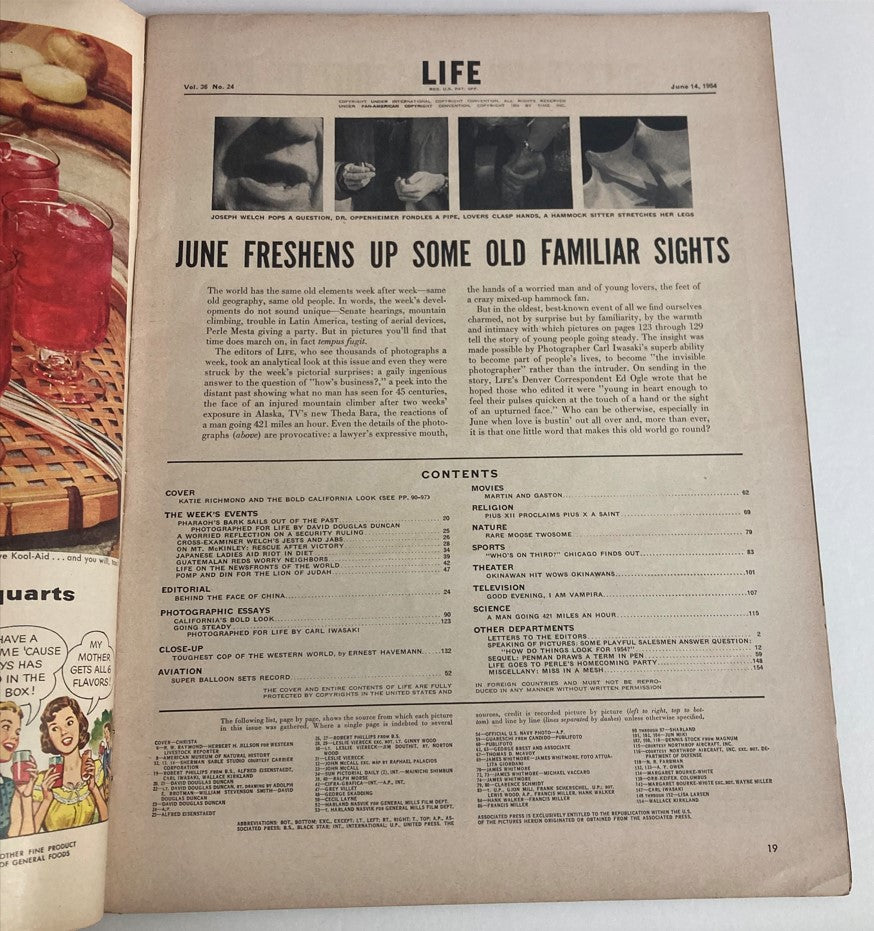 RES* Life Magazine June 14 1954 Vol 36 No. 24 Teen-Agers Going Steady No Label