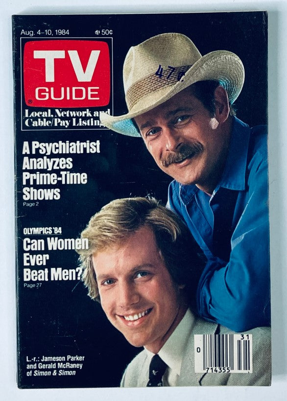 TV Guide Magazine August 4 1984 Jameson Parker WA-Baltimore Ed. No Label