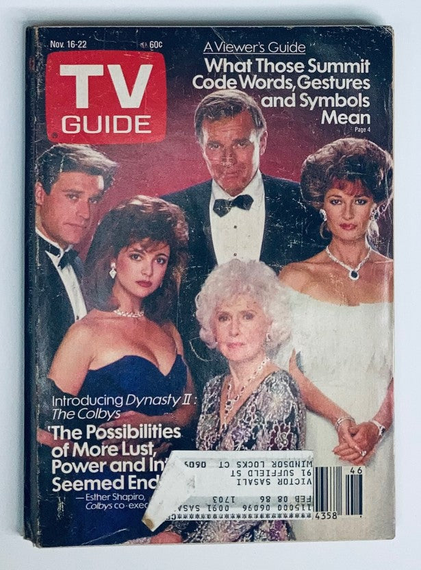 TV Guide Magazine November 16 1985 Dynasty II The Colbys Hartford-New Haven Ed.