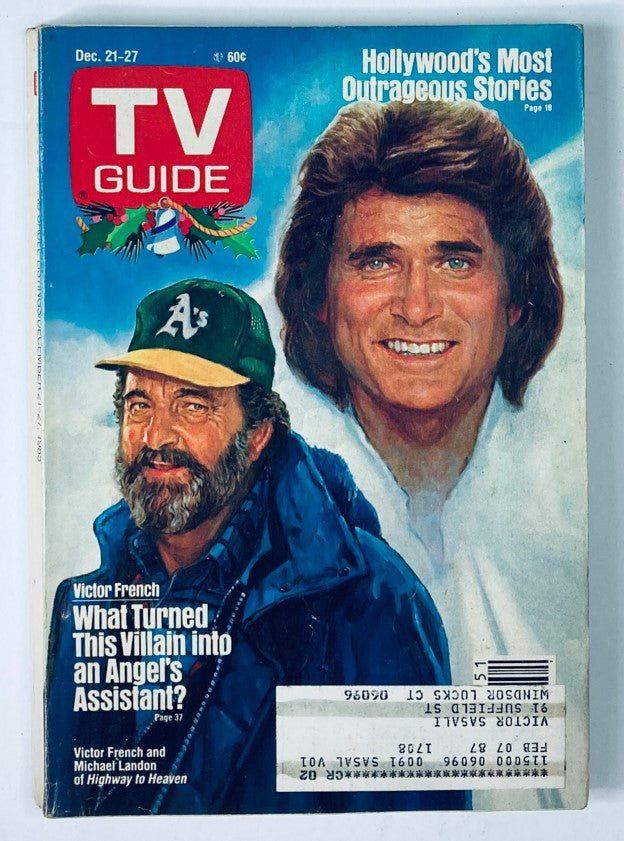 TV Guide Magazine December 21 1985 Victor French, Landon Hartford-New Haven Ed.