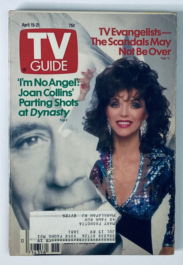 TV Guide Magazine April 15 1989 Joan Collins, John Forsythe NY Metro Ed.