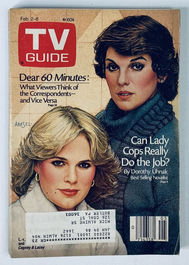 TV Guide Magazine February 2 1985 Sharon Gless, Tyne Daly Pittsburgh Metro Ed.