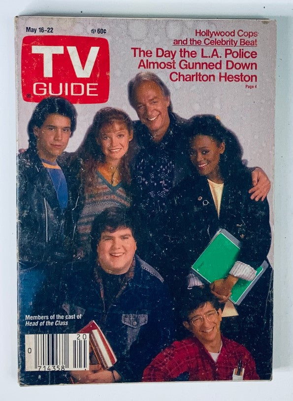 TV Guide Magazine May 16, 1987 featuring the cast of Head of the Class, showcasing a nostalgic glimpse into 1980s television culture. The cover includes details of the magazine's contents and features a photo of the show's characters.