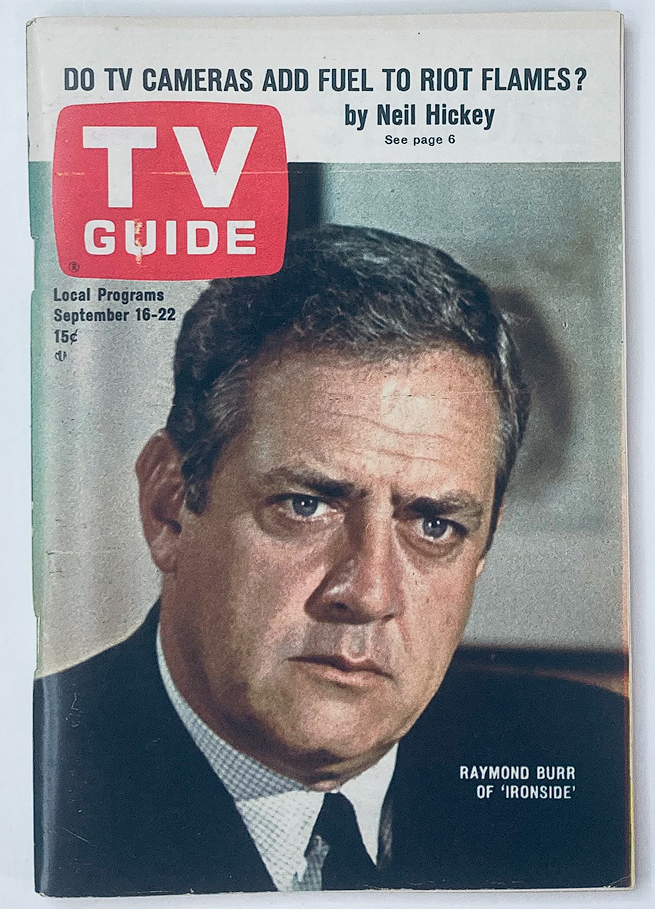 TV Guide Magazine September 16 1967 Raymond Burr Central Indiana Ed. No Label