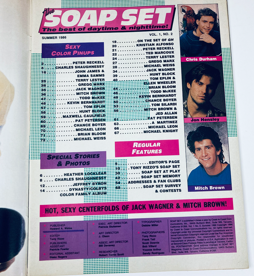 VTG The Soap Set Magazine Summer 1986 Vol 1 #2 Mitch Brown No Label