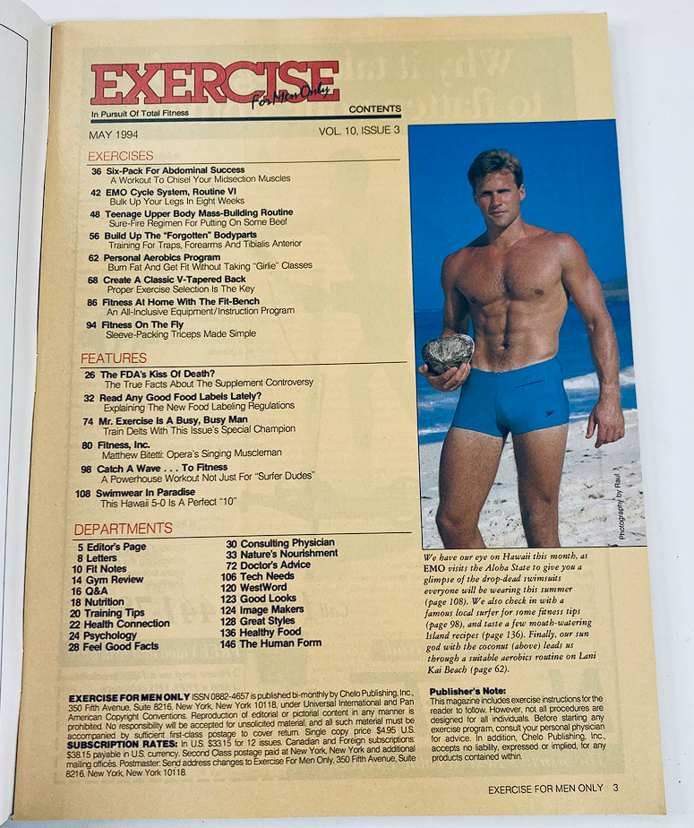 Exercise for Men Only Magazine May 1994 Vol 10 #3 The Six-Pack Program No Label