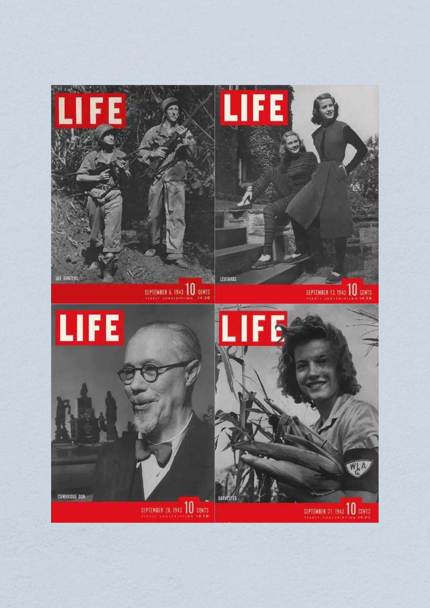 Life Magazine Lot of 4 Full Month of September 1943 6, 13, 20, 27 WWII ERA