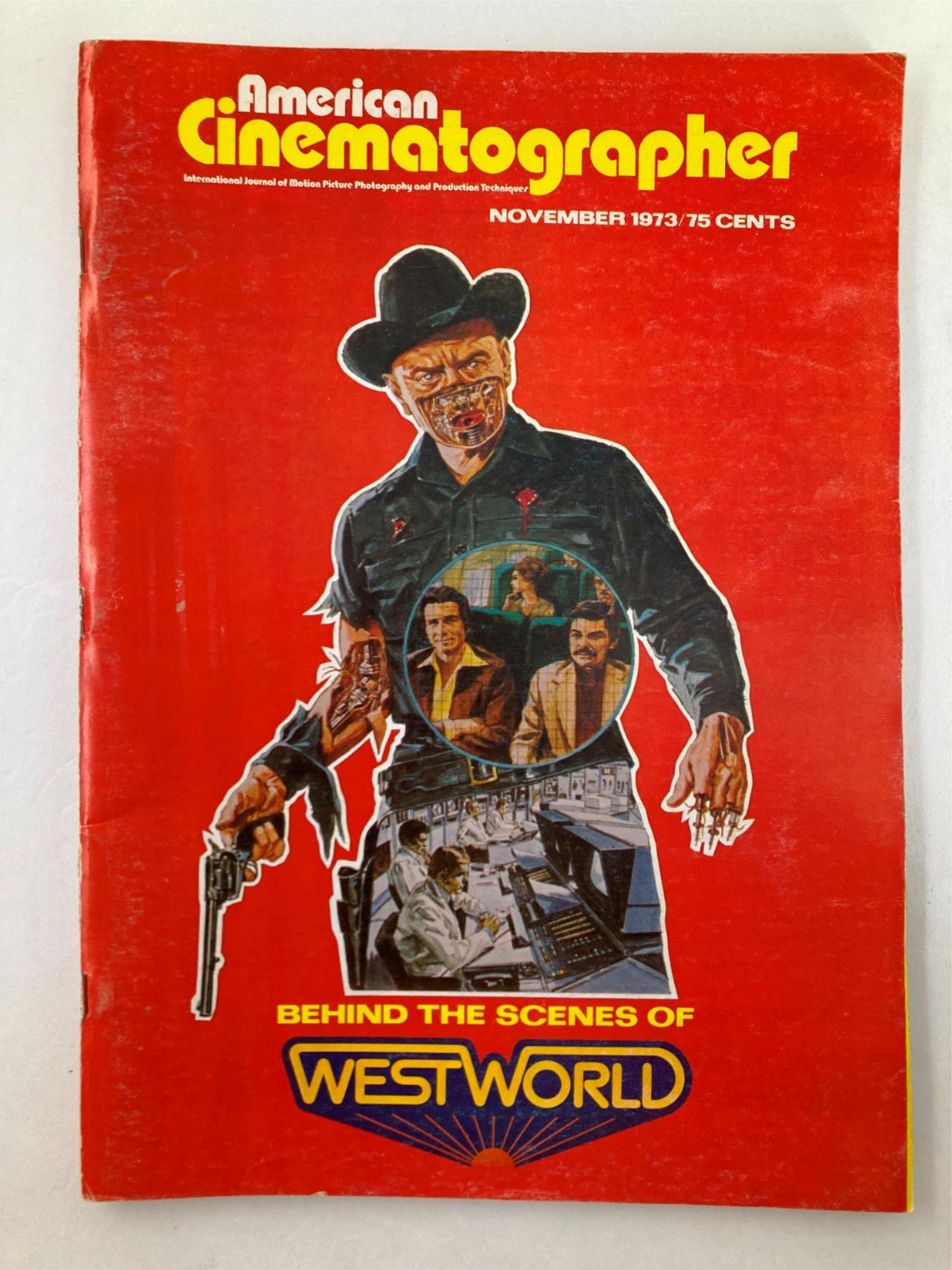 American Cinematographer Magazine November 1973 Yul Brynner in "Westworld"