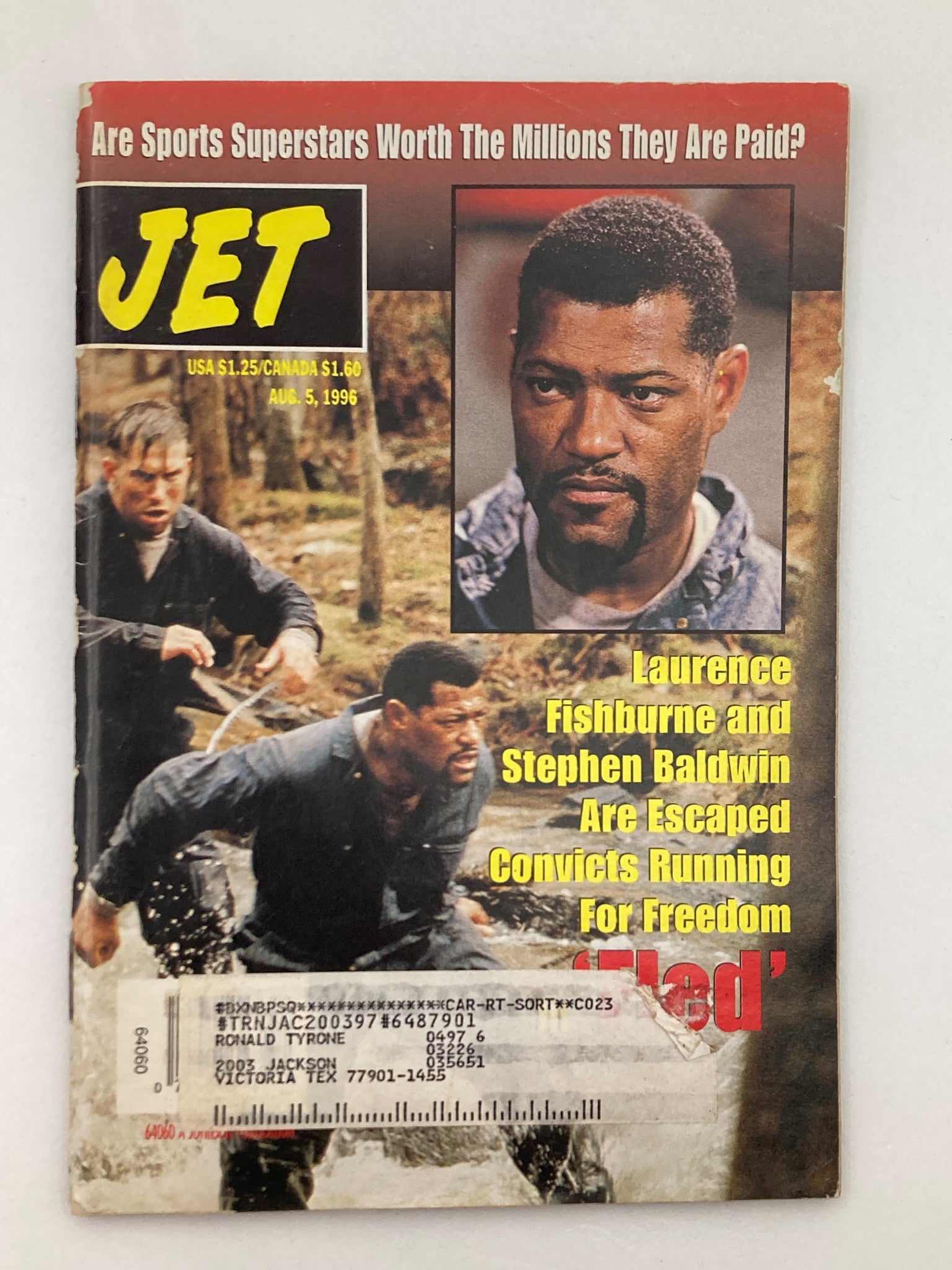 Jet Magazine August 5 1996 Vol 90 #12 Laurence Fishburne & Stephen Baldwin