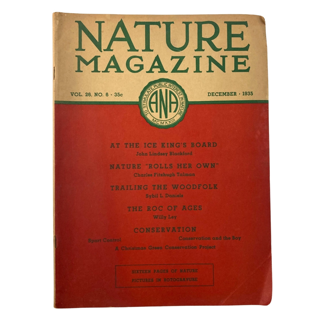 VTG Nature Magazine December 1935 At The Ice King's Board No Label