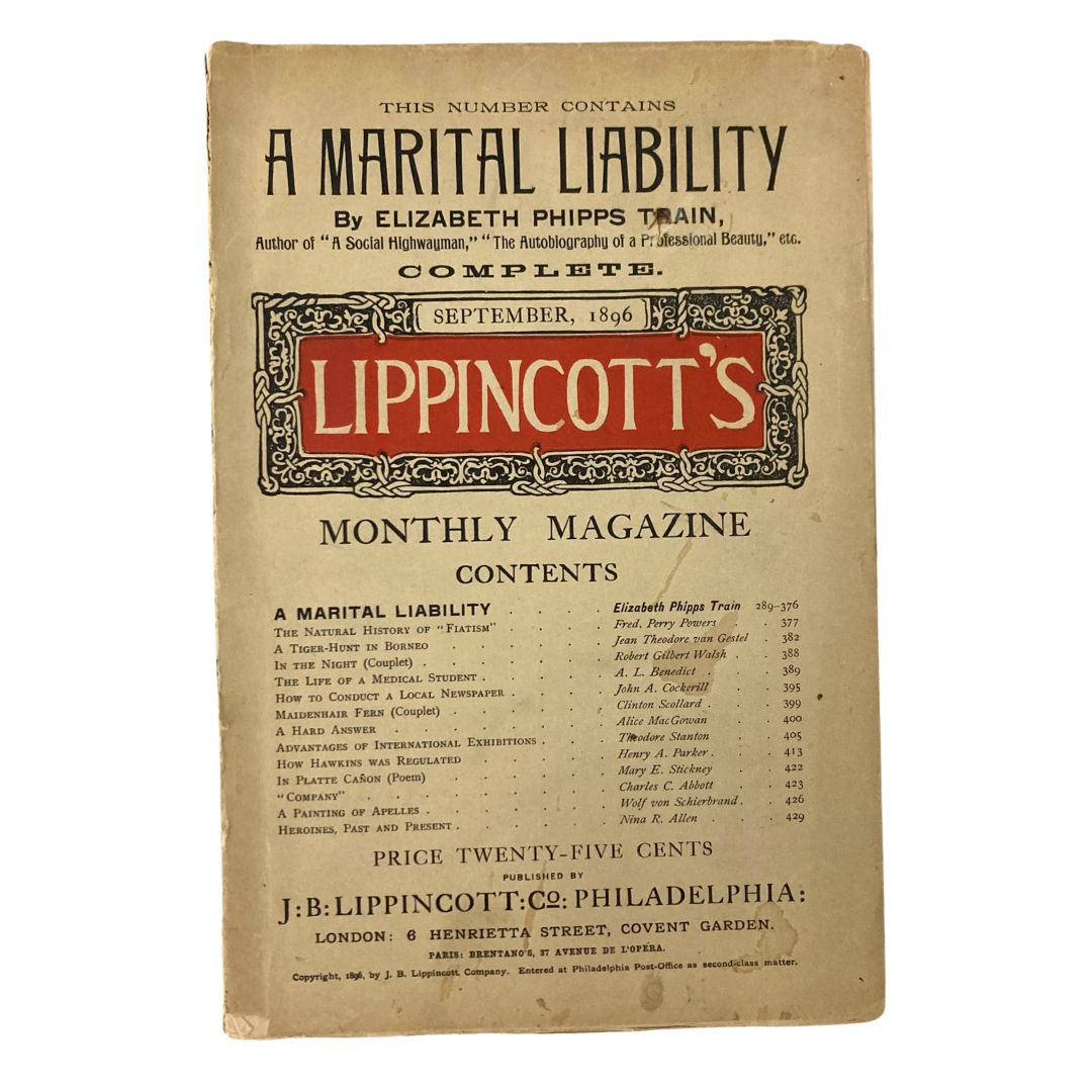 Lippincott's Magazine September 1896 A Martial Liability No Label