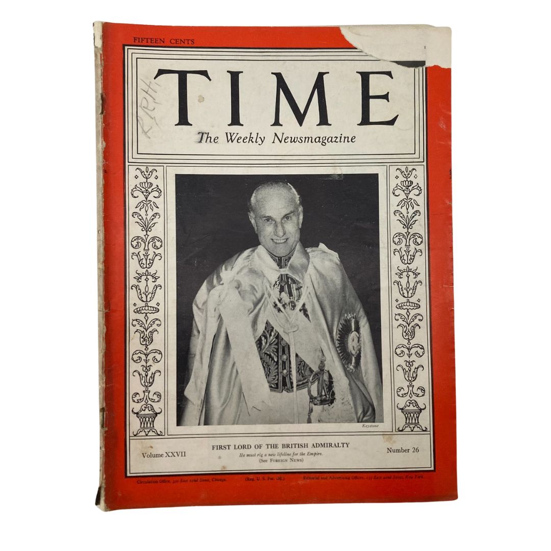 VTG Time Magazine June 29 1936 Vol 27 No. 26 Sir Samuel Hoare GD Interior