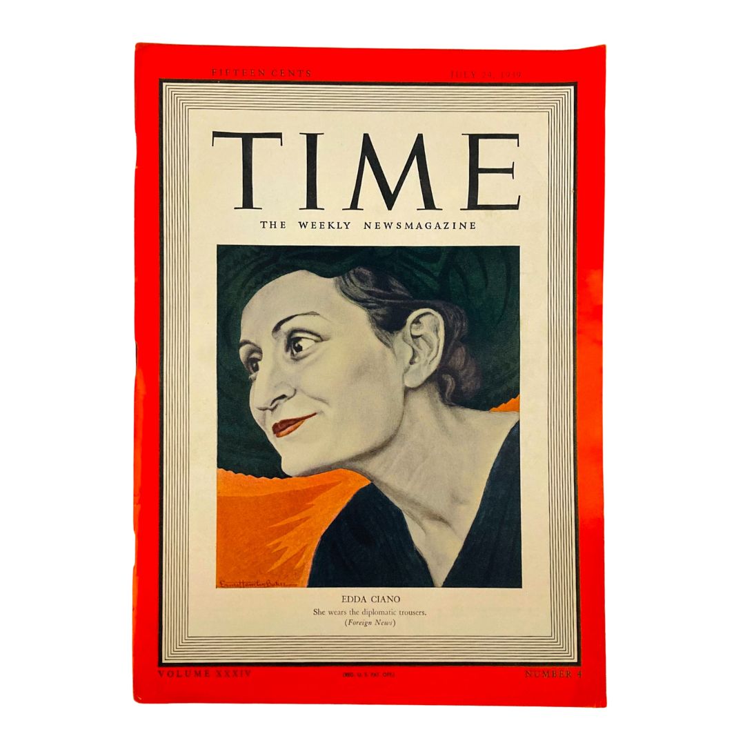 VTG Time Magazine July 24 1939 Vol 34 No. 4 Italian Author Edda Ciano